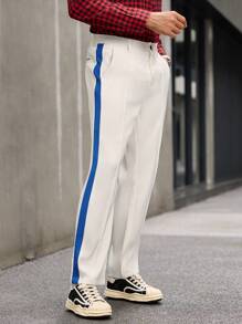 Manfinity Homme Men Striped Print Pocket Decor Casual Loose Fit Pants
