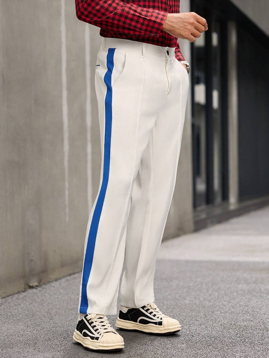 Manfinity Homme Men Striped Print Pocket Decor Casual Loose Fit Pants