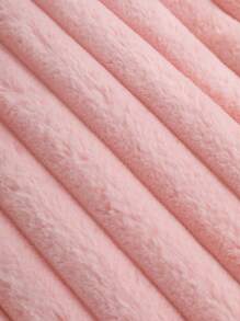 SHEIN New Elegant Vintage Style Baby Girls' Long Sleeve Rabbit Fur Zipper Coat With Bow Decoration, Warm And Comfortable For Autumn And Winter - Pink - View 5