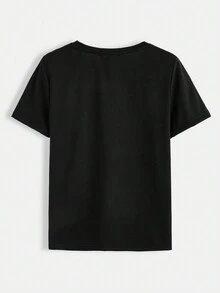 Rick and Morty X SHEIN Áo thun nữ cổ tròn tay ngắn dáng rộng thoải mái, thích hợp cho mùa hè - màu đen - Xem 2