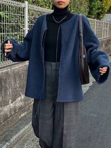 FRIFUL Damska kurtka casualowa z długim rękawem i wiązaniem z przodu, jednokolorowa, do noszenia na co dzień, jesienna odzież damska