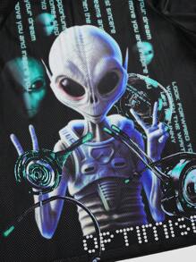 ROMWE Street Life Casual Street Stylish Alien Cyber Digital Print Short Sleeve T-Shirt