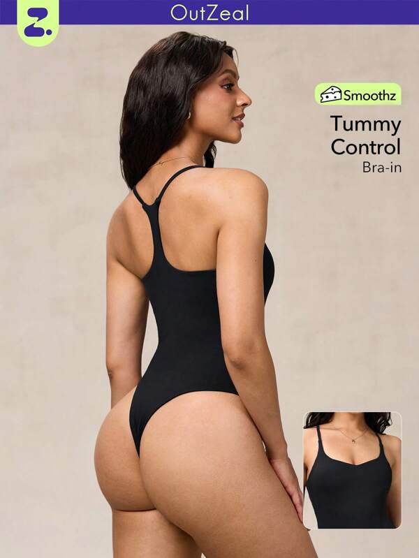 OutZeal Smoothz Tummy Control Padded Cross Straps Backless Quick Dry Bodysuit
