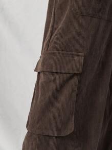 Manfinity VCAY Pantalon décontracté ample à taille élastique et jambe droite avec fente aux ourlets, jeune et - Tabac - Voir 5
