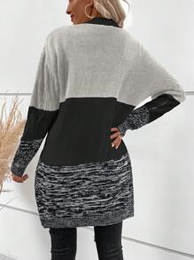 SHEIN LUNE Casual Loose Drop Shoulder Twist Rope Cardigans Open Front Long Sleeve Sweater For Women - Multicolor - View 2