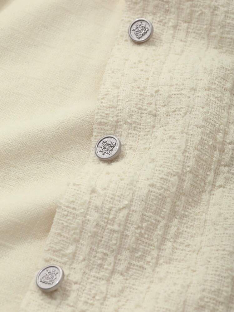Dazy Plus Blusa de tela texturizada de unicolor con ajuste holgado, ropa de mujer de otoño con manga larga