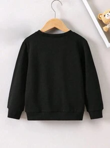 Áo nỉ dài tay cổ tròn in chữ, đồng phục gia đình cho bé trai, thích hợp mặc mùa đông. - màu đen - Xem 2