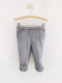 SHEIN Quần dài liền quần bằng vải nỉ ấm áp và mềm mại cho bé trai - Xám - Xem 1