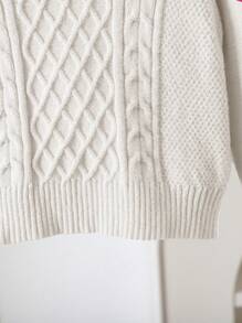 LMoss Kids 年轻女孩纯色立领修身休闲毛衣 - 白色 - 查看 5