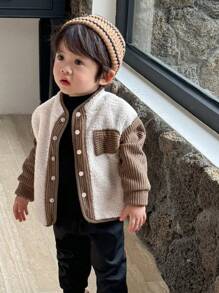 Baby Boy Warm & Cozy Plus Fleece Thick Zip-Up Jacket, Winter - Apricot - View 6