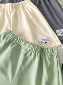 SHEIN Bộ 3 quần short màu xám trắng xanh lá cây thoải mái thường ngày cho bé gái mùa hè - Nhiều màu - Xem 4