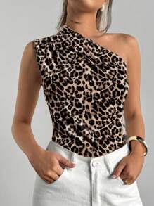 SHEIN Essnce Swobodny minimalistyczny asymetryczny body na ramiona dla kobiet, lato