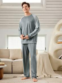 Bộ đồ ngủ 2 mảnh màu xám cho nam - Xám - Xem 9