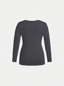 Calvaya Plus Size 3pcs/Set V-Neck Thermal Layering Long Sleeve Top, For Winter - Multicolor - View 5