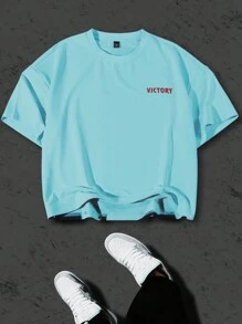 PAVTROS Manfinity Streetrush 男士舒适宽松休闲纯色 T 恤，百搭男士街头潮流衬衫男士街头潮流衬衫街头潮流衬衫街头潮流男士衬衫男士衬衫街头潮流、嘻哈街头、男朋友礼物、男士街头潮流、白色 T 恤 - 藍色 - 查看 2