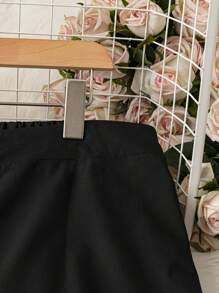 SHEIN Clasi 大码女式数码花卉印花宽松休闲裤 - 黑色 - 查看 4