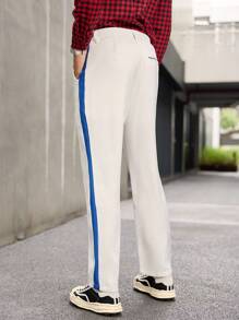 Manfinity Homme Men Striped Print Pocket Decor Casual Loose Fit Pants