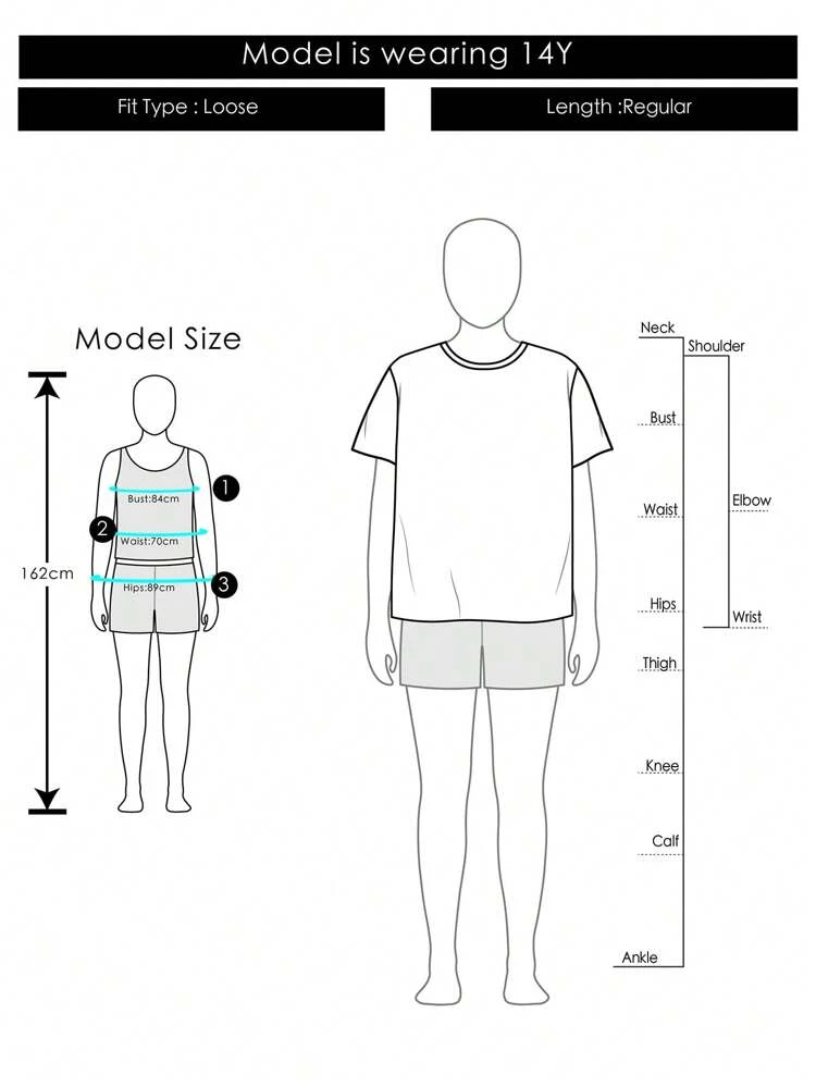 Crew Neck Basic Short Sleeve Casual T-Shirt For Teenage Girls