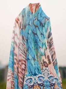 SHEIN Slayr CURVE 2025 Áo Kimono Size Lớn Phong Cách Kỳ Nghỉ In Họa Tiết Hoa & Động Vật Mùa Hè - Nhiều màu - Xem 7