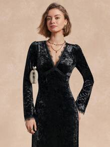 Chiquease Women Velvet Elegant Slim Fit Dress