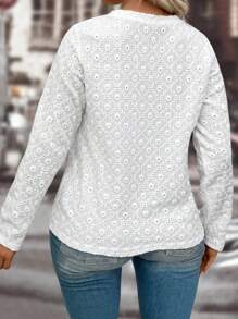 INAWLY Plus Size Women's Embroidered Round Neck Long Sleeve T-Shirt, Autumn/Winter For Spring Fall Cloth For Women