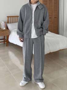 DAZY Men's Grey Thermal Lined Sweatsuit Set, Autumn - Grey - View 1