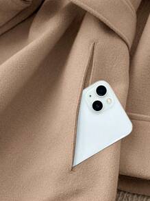 SHEIN Unity Plus Size Women Solid Color Stand Collar Raglan Sleeve Casual Jacket For Autumn/Winter - Brown - View 5