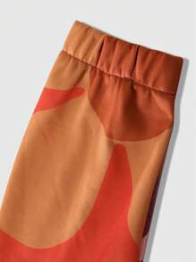 ROMWE MEN Street Life 男士卡通骷髅图案套头连帽衫，适合日常休闲穿着 - 紅色 - 查看 5