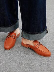 CUCCOO BIZCHIC Women Metal Chain Decor Flat Loafer Shoes New Year Holiday