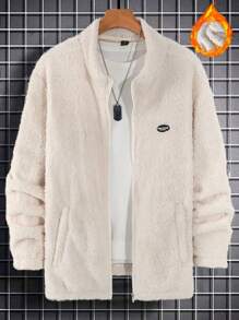 Manfinity Homme Men's Autumn And Winter Letter Patch Loose Casual Long-Sleeved Zipper Jacket