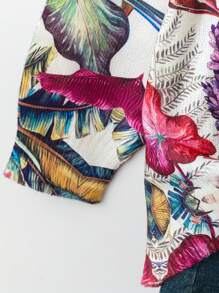 SHEIN LUNE Plus Size Turtleneck Sweater With 3D Floral Print, Pullover, For Winter - Multicolor - View 5