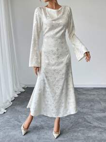 Chiquease Elegant Solid Woven Flare Bodycon Dress Fall Cloth For Women