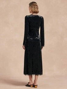 Chiquease Women Velvet Elegant Slim Fit Dress