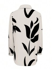 Chiquease Camisa casual de manga larga con botones y estampado floral para mujeres, otoño