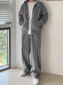 DAZY Men's Grey Thermal Lined Sweatsuit Set, Autumn - Grey - View 8