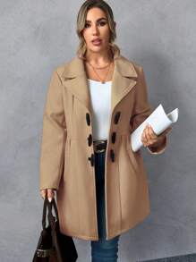 Calvaya Abrigo vintage con botones, ajustado en la cintura, de talla grande