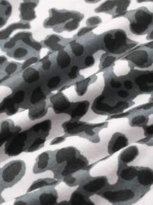 DAZY Women's Solid Color Patchwork Round Neck Long Sleeve Casual T-Shirt Cheetah Print,Fall Clothes Leopard Print - Brown - View 4