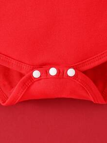 SHEIN Baby Boy Red Big Eye Shaped Monster Bodysuit & Hat Two-Piece Outfits - Red - View 5