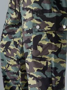 Manfinity Homme Men's Lace Up Front Multiple Pockets Camo Casual Pants, Everyday Wear, Going Out Camo Long Baggy Pants, For Husband, Boyfriend Gifts - Multicolor - View 7