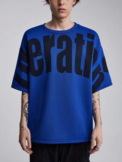 Street Life Camiseta casual de cuello redondo de manga corta con estampado de letras para hombre