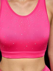Cheerettes 女士水钻装饰圆领运动休闲文胸 - 粉色 - 查看 5