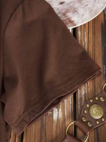 SHEIN EZwear Oversized Western Cowboy Boot Print Round Neck Short Sleeve Loose T-Shirt, Casual Pullover Tee For Women, Suitable For Summer, Nomadic Style