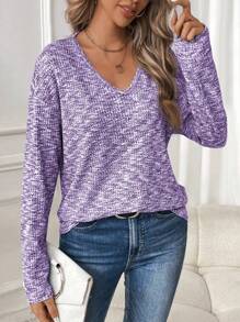 SHEIN LUNE Women Casual Tie-Dye Loose Drop Shoulder T-Shirt, Autumn