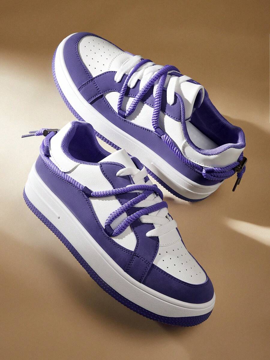 CUCCOO EASI New Style Women's Chunky Sneakers, 2024 Spring Fashionable Thick-Soled Sports Shoes, Versatile Casual Shoes For Women Trainers - Purple - View 1