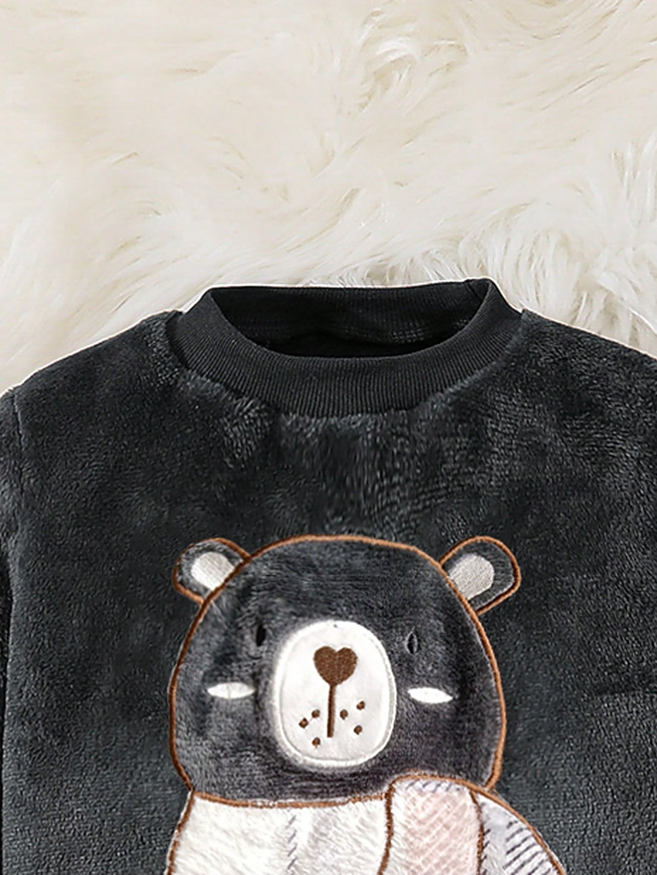 طقم بيجامة طفل ولد محبوب مطبوع عليه صورة دب، أكمام...