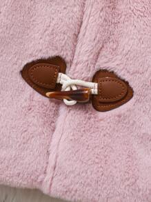 1pc Baby Girls Fuzzy Casual Outdoor Jacket, Pink Sherpa Hooded Coat, Thick Cute Stylish Winter Outerwear, Suitable For In Winter - Dusty Pink - View 5
