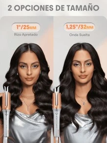 SHEGLAM HAIR It-Curl Rizador instantáneo de un solo toque Rizador automático, Rizador de cabello automático, Rizador de cabello automático de 25 mm con 3 temperaturas, Calentamiento rápido y rotación de 2 vías, Apagado automático, Varita rizadora giratoria anti-escaldaduras y anti-enredos, Rizador instantáneo táctil para peinar el cabello constituir playa y2k viajar cámping Escuela cosplay Regalo Campus moda