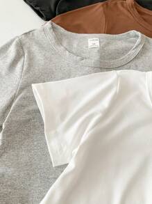 SHEIN Tween Girl 4pcs Round Neck Tee