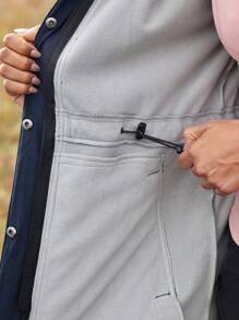 In My Nature Women's Outdoor Hooded Mid-Length Composite Sherpa Windbreaker Jacket, Water-Resistant, Cinched Waist, For Camping, Hiking, Commuting