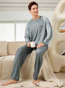 Bộ đồ ngủ 2 mảnh màu xám cho nam - Xám - Xem 5